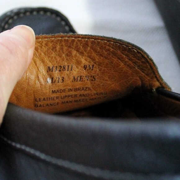1901 Men's Black Leather Driving Shoes Loafers Mocs, Size 9M, Made in Brazil - Picture 6 of 9